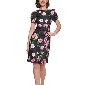 Karl Lagerfeld Paris Floral Puff Sleeve Sheath Dress Size 4P